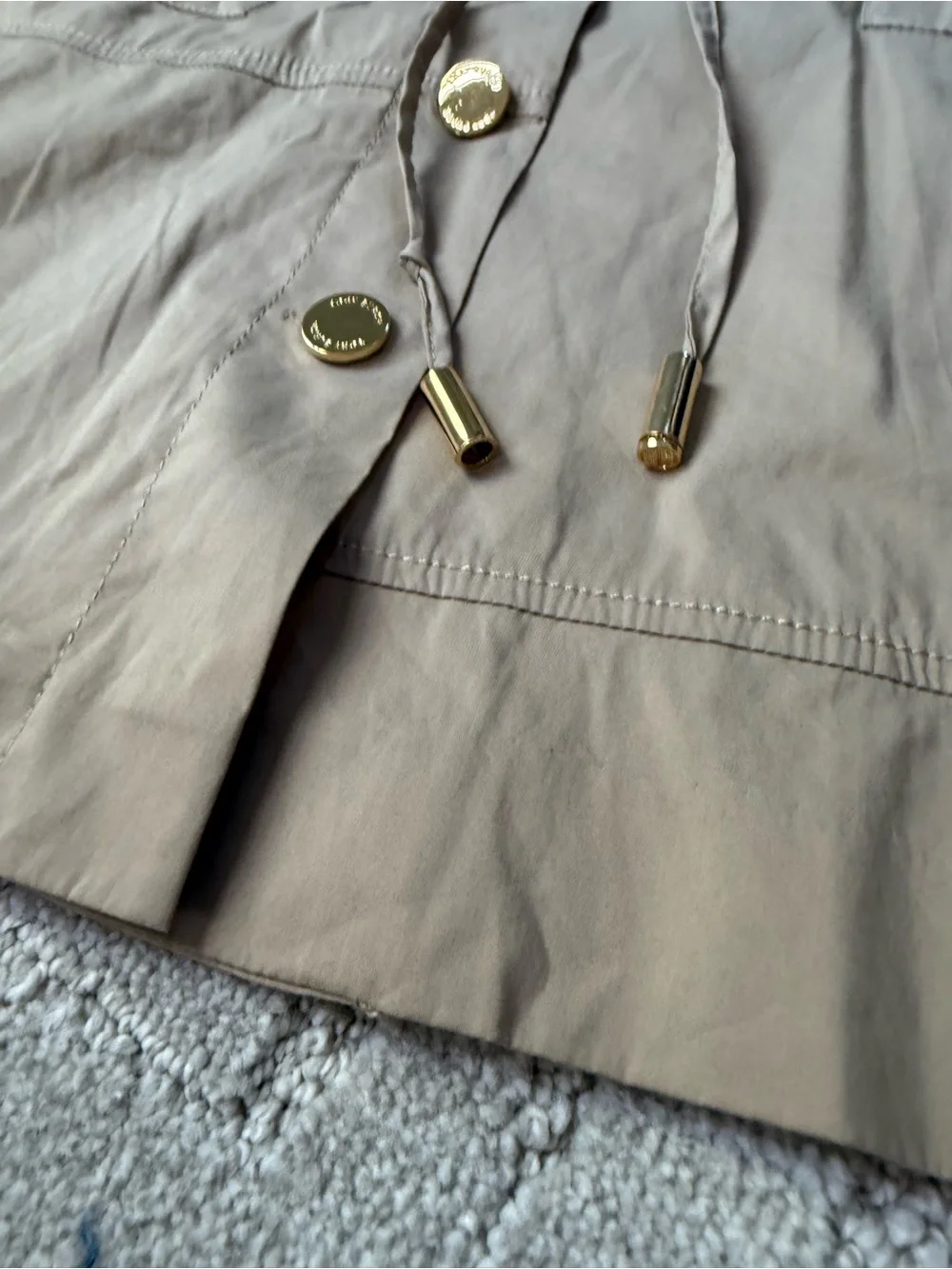 Tory Burch Beige Mini Skirt with Gold Buttons